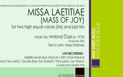 NOVO: Ambrož Čopi - MISSA LAETITIAE (Maša veselja) za dva enaka visoka glasova (SA) in jazz trio