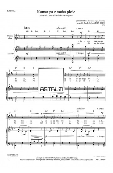 Komar pa z muho pleše - glas+klavir