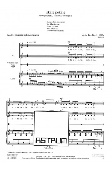 Ekate pekate (SA+tt+klavir) - št. 2 iz "Dvoglasne izštevanke"