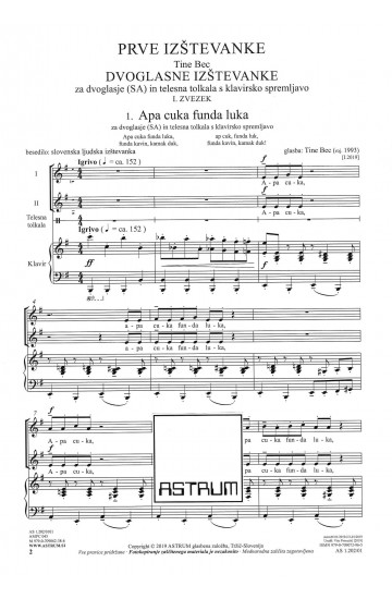 DVOGLASNE IZŠTEVANKE - I. zvezek