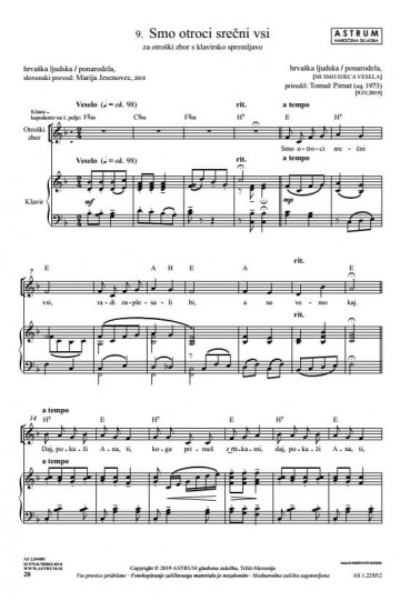 SMO OTROCI SREČNI VSI (Partitura) - v pripravi - podatki spodaj (še) niso pravilno navedeni