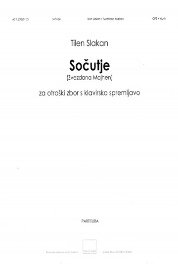 Sočutje - za otroški zbor s klavirsko spremljavo