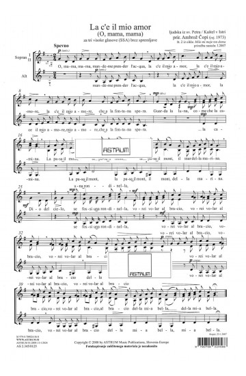 La c'e il mio amor [Tam, kjer moj dragi] - SSA