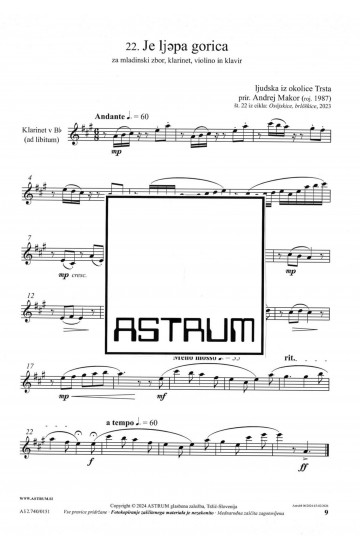 OSÖJSKICE, BRLÖŠKICE (Klarinet v B)