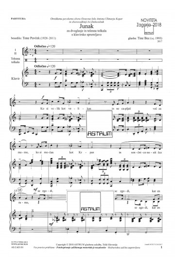 Junak - SA+telesna tolkala+klavir