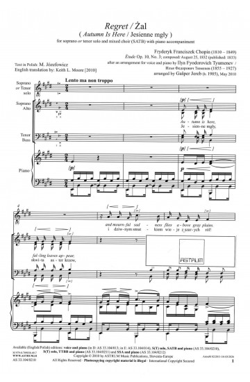 Regret / Żal (SATB)