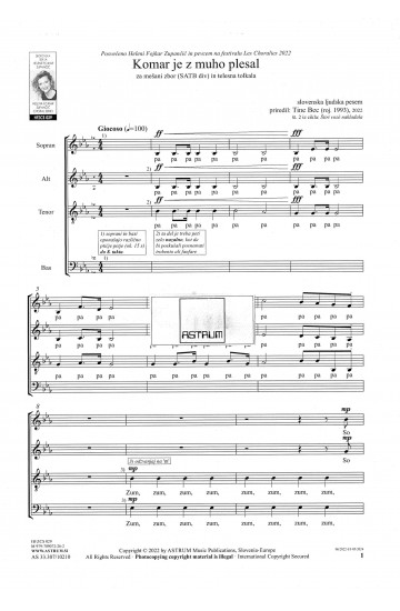 Komar je z muho plesal - SATBdiv in telesna tolkala