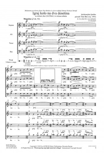 Igraj kolo na dva desetina - SATBdiv+telesna tolkala