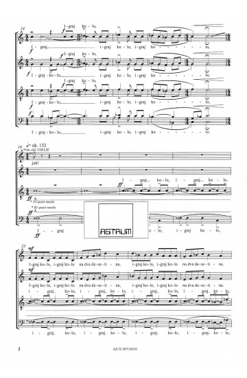 Igraj kolo na dva desetina - SATBdiv+telesna tolkala