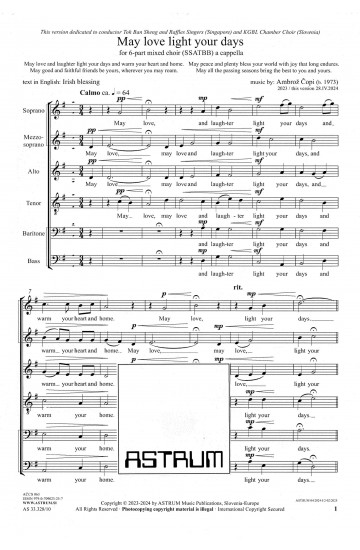 May love light your days (SSATBB)