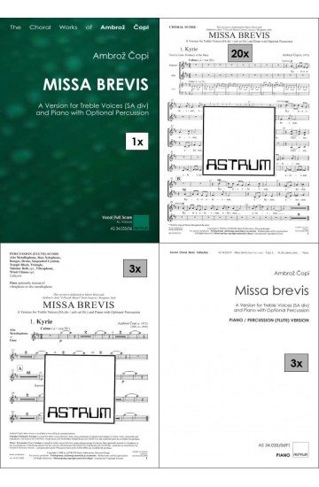 MISSA BREVIS (2008) - SAdiv (Komplet partitur za izvedbo) - RAZLIČICA ZA KLAVIR / TOLKALA (FLAVTO)