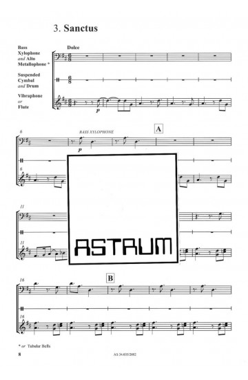 MISSA BREVIS (2008) - SAdiv (Partitura za tolkala (Flavto)) - RAZLIČICA ZA KLAVIR / TOLKALA (FLAVTO)