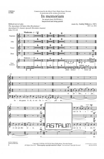 IN MEMORIAM [V spomin] - Zborovska partitura