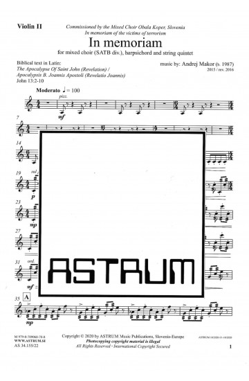 IN MEMORIAM [V spomin] - Violina II