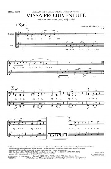 MISSA PRO JUVENTUTE (SSA) - Zborovska partitura