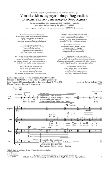 V molitvakh neusypayushchuyu Bogoroditsu / В молитвах неусыпающую Богородицу (V molitvah neizprosne Matere božje)